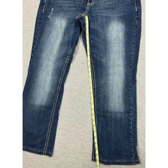 Maurices Womens Cropped Jeans Size 11/12 Long Denim Distressed Blue Low Rise - Picture 9 of 12